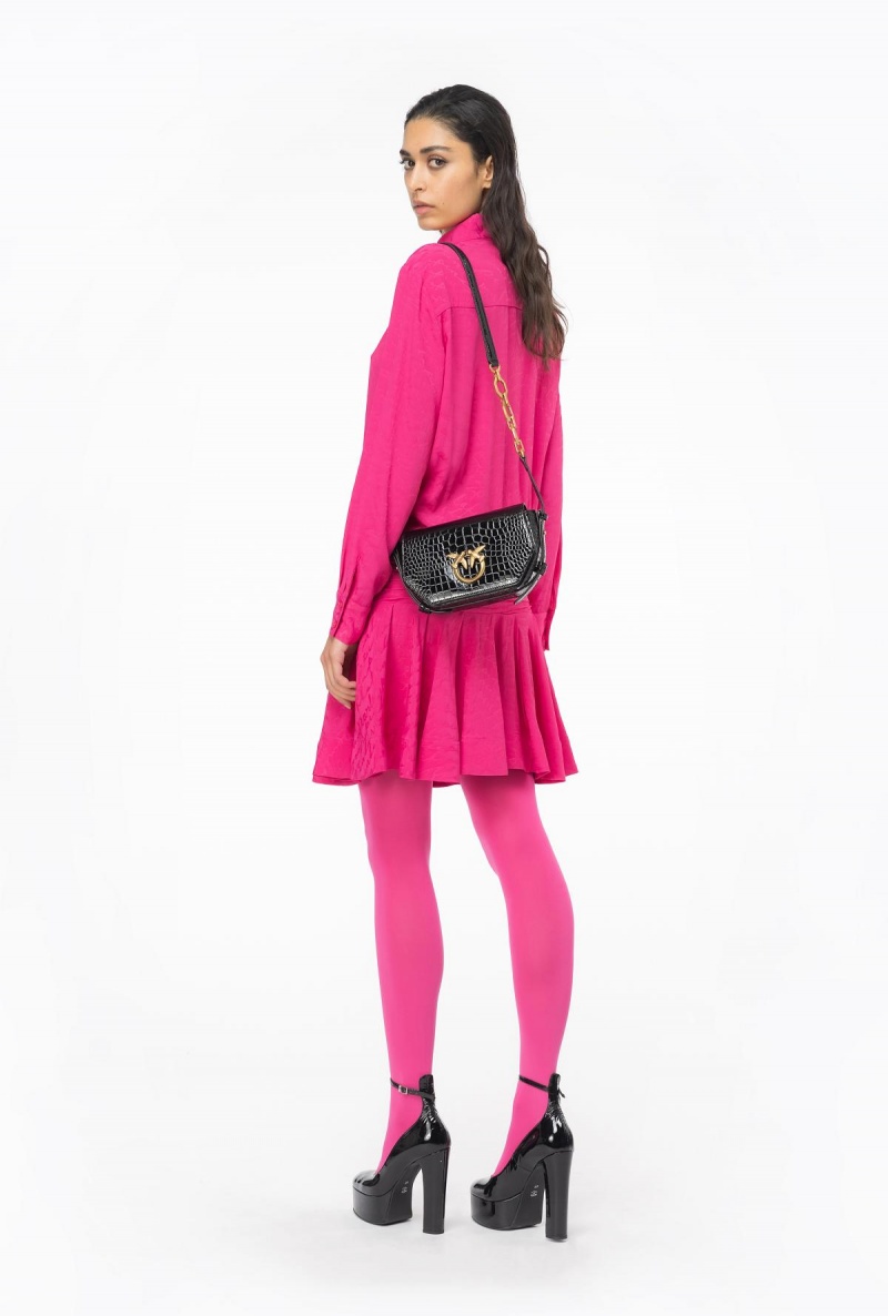 BEETROOT Pinko Jacquard shirt dress with fluid logo | MYEGJ13237