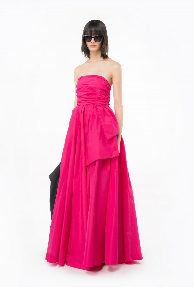 BEETROOT Pinko Long taffeta dress with removable sleeves | SMYNY73057