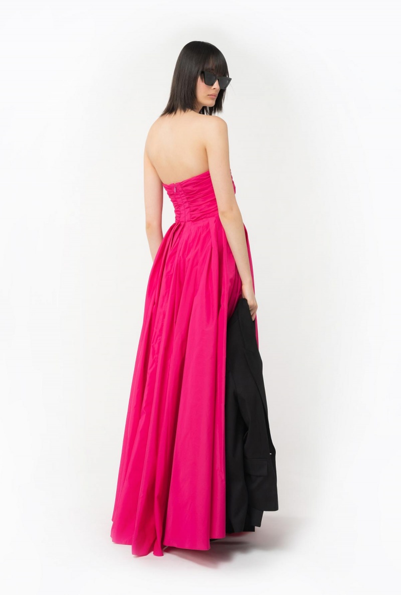 BEETROOT Pinko Long taffeta dress with removable sleeves | SMYNY73057