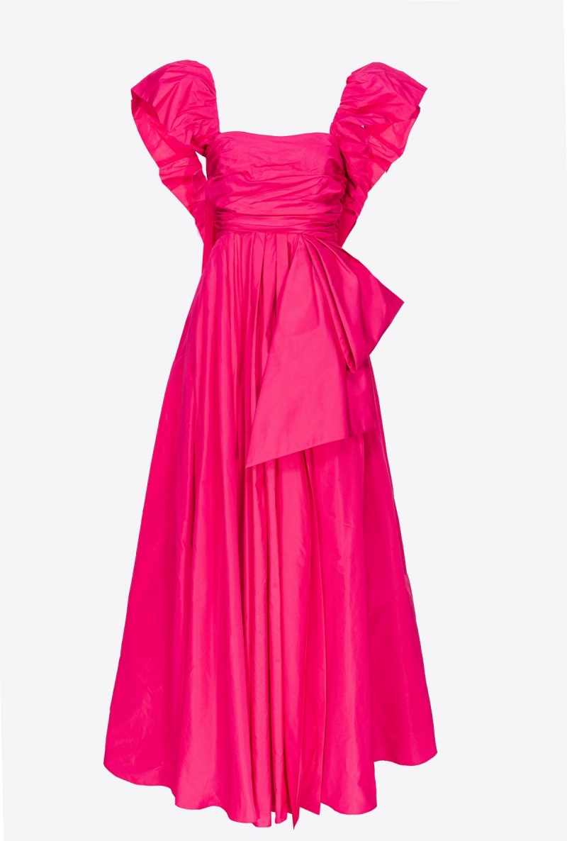BEETROOT Pinko Long taffeta dress with removable sleeves | SMYNY73057