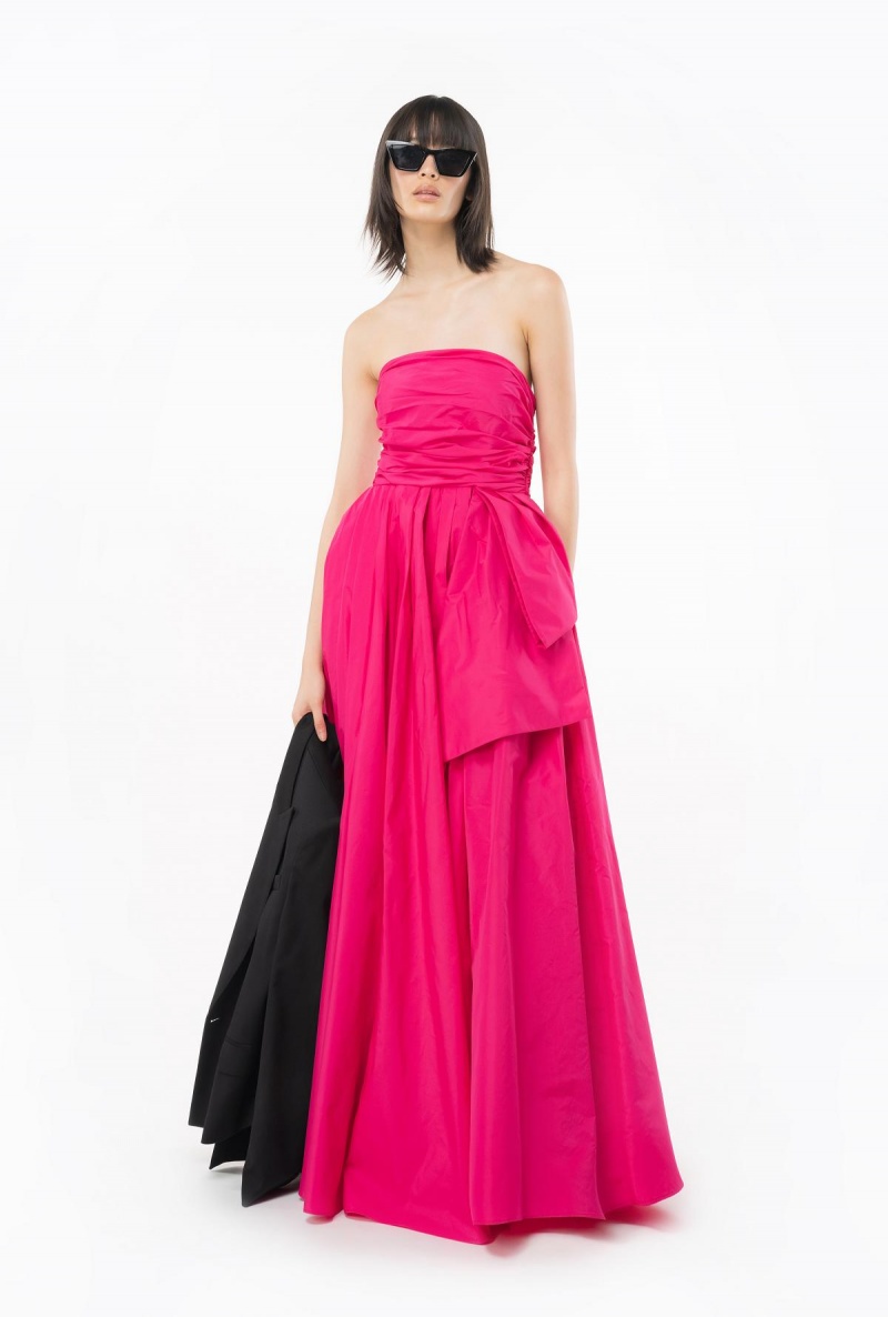 BEETROOT Pinko Long taffeta dress with removable sleeves | SMYNY73057