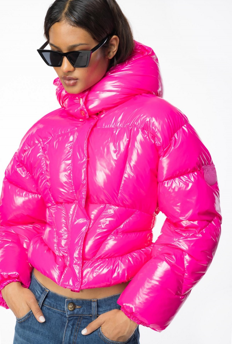 BEETROOT Pinko Short crystal nylon down jacket | MYNZX88584
