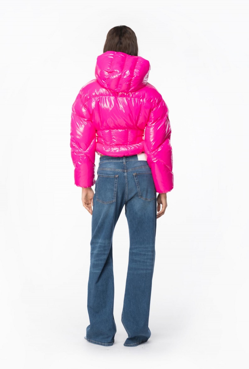 BEETROOT Pinko Short crystal nylon down jacket | MYNZX88584