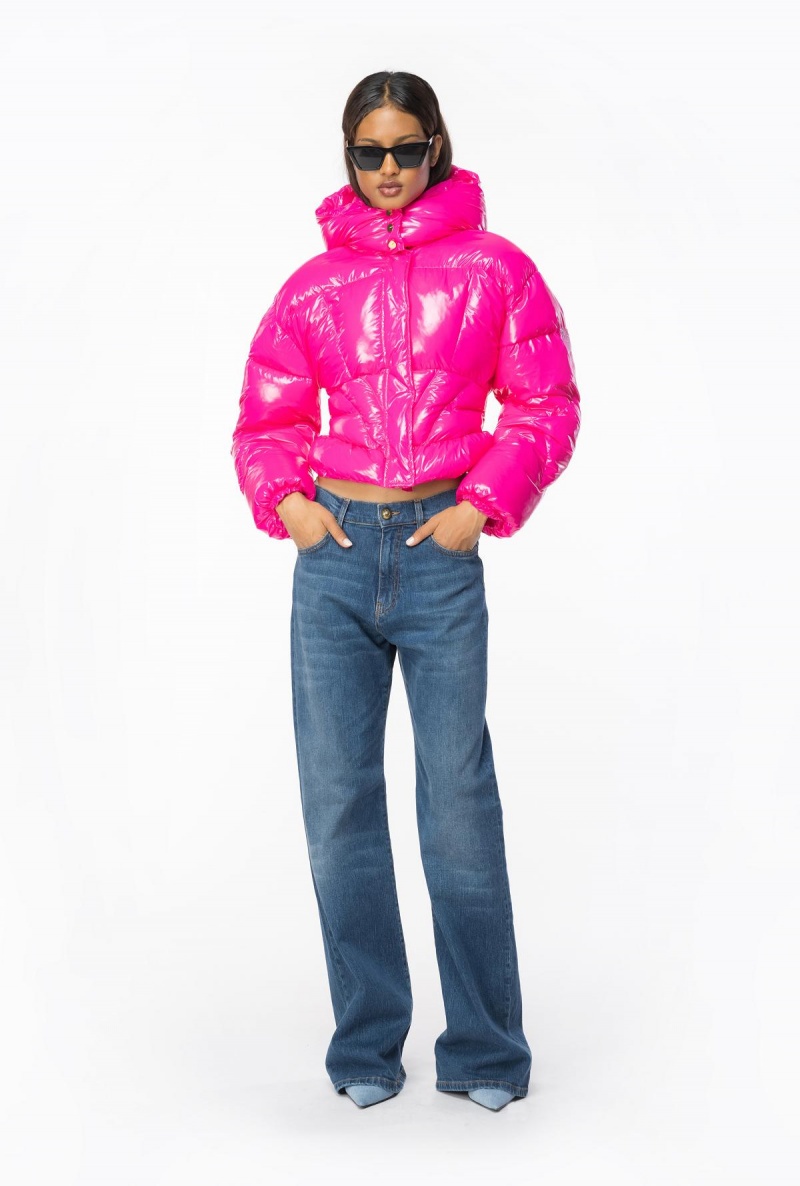 BEETROOT Pinko Short crystal nylon down jacket | MYNZX88584