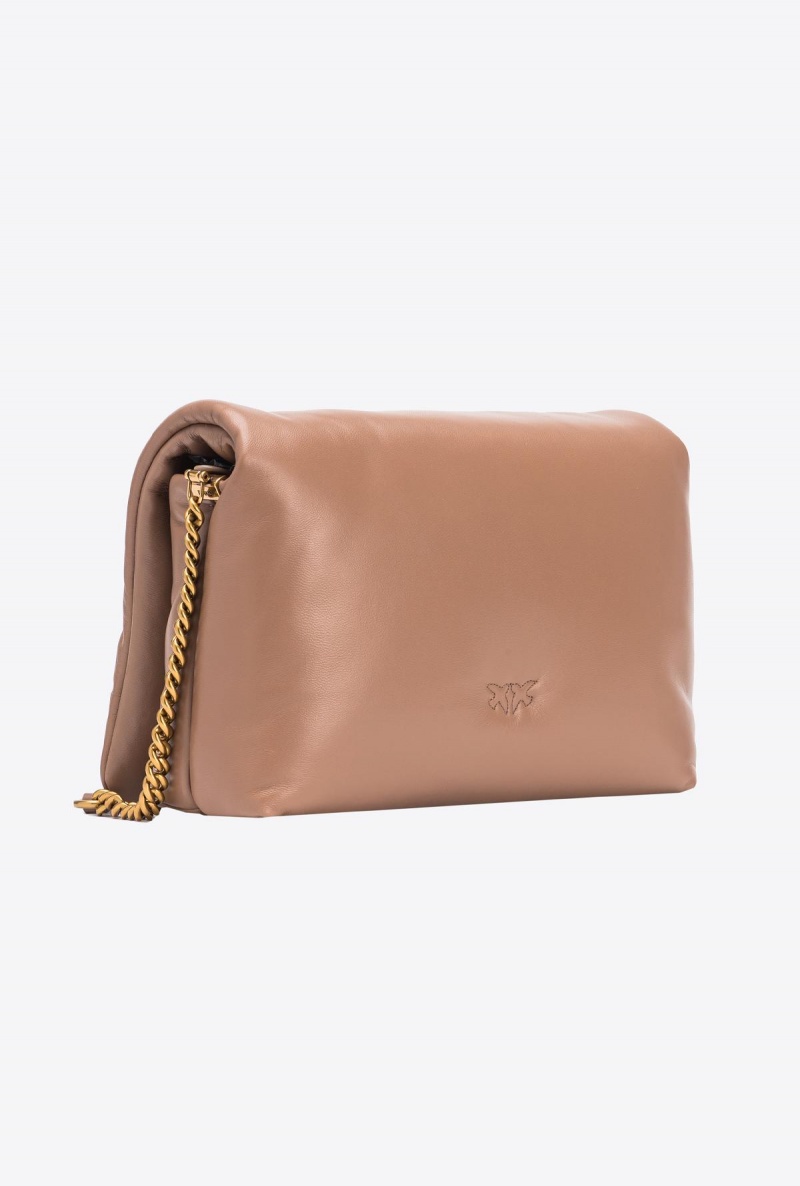 BEIGE-GINGERBREAD-BLOCK COLOUR Pinko Classic Love Bag Click Puff | ZMYNQ22361