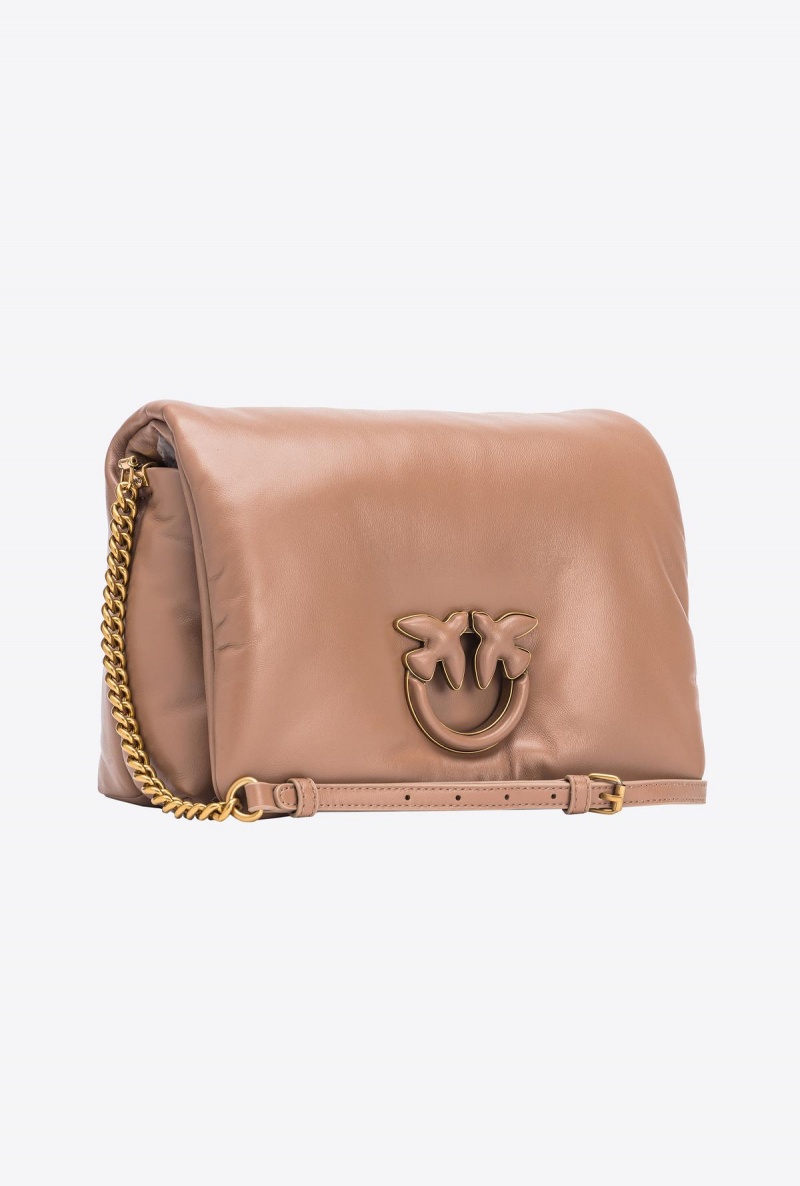 BEIGE-GINGERBREAD-BLOCK COLOUR Pinko Classic Love Bag Click Puff | EMYVG72112
