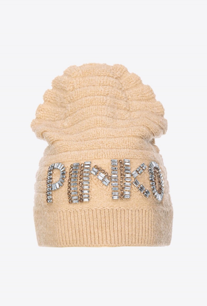 BEIGE-NOUGAT Pinko Beanie with shiny logo | MYEGJ21054