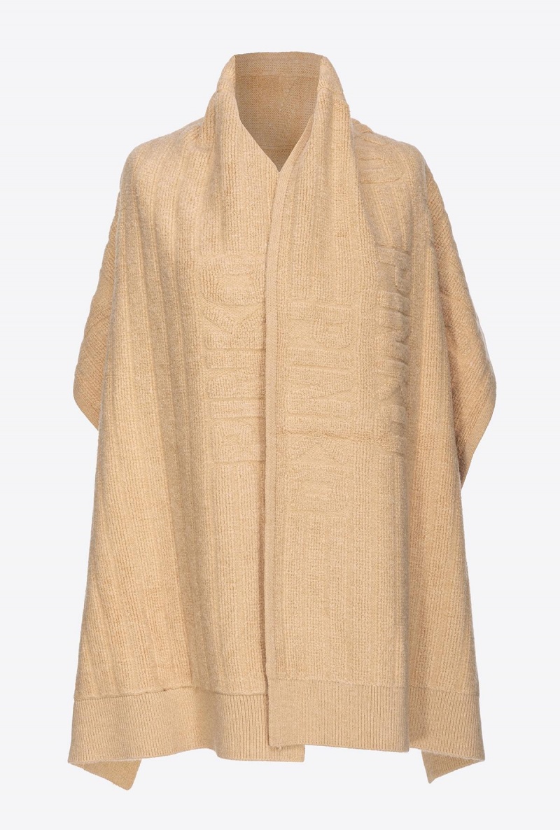 BEIGE-NOUGAT Pinko Terry-stitched scarf | MYQCS17844