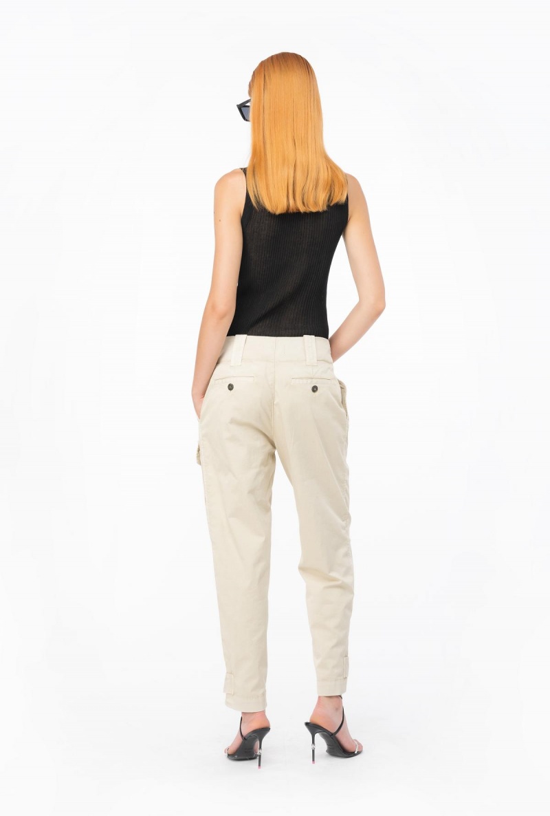 BEIGE-WOOD ASH Pinko Stretch cotton cargo trousers | YMYVQ75877