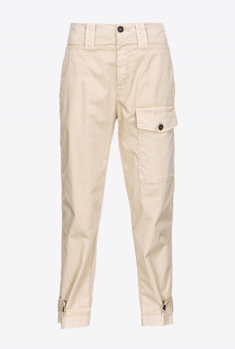 BEIGE-WOOD ASH Pinko Stretch cotton cargo trousers | YMYVQ75877