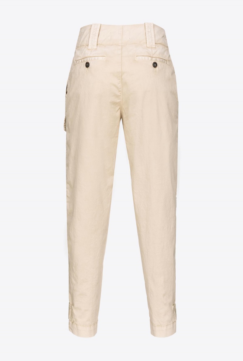 BEIGE-WOOD ASH Pinko Stretch cotton cargo trousers | YMYVQ75877