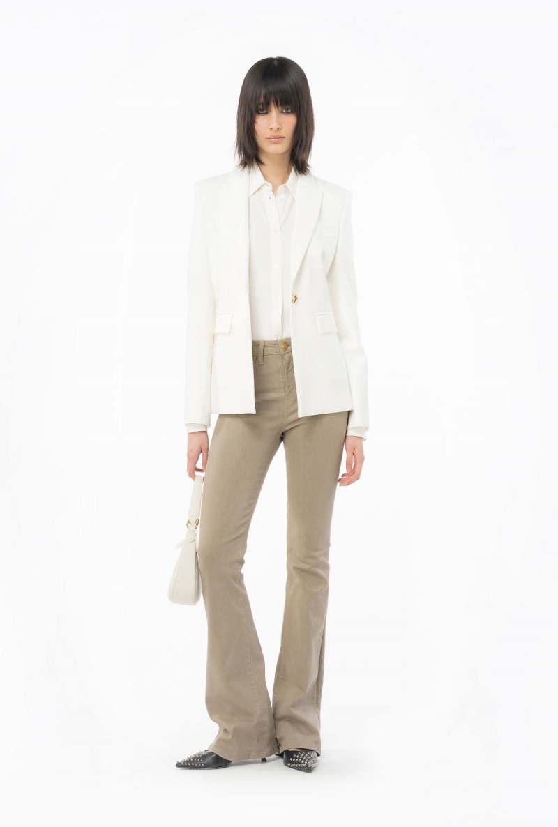 BEIGE - SAND DUNE Pinko Flared leather-look drill jeans | MYEAH77144