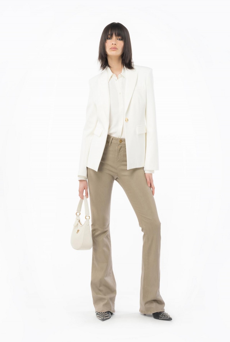 BEIGE - SAND DUNE Pinko Flared leather-look drill jeans | MYEAH77144
