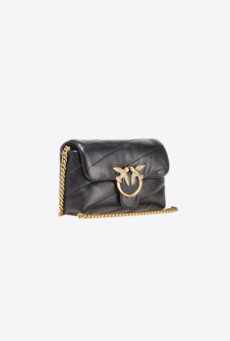 BLACK-ANTIQUE GOLD Pinko Baby Love Bag Puff Maxi Quilt | FMYUI44370