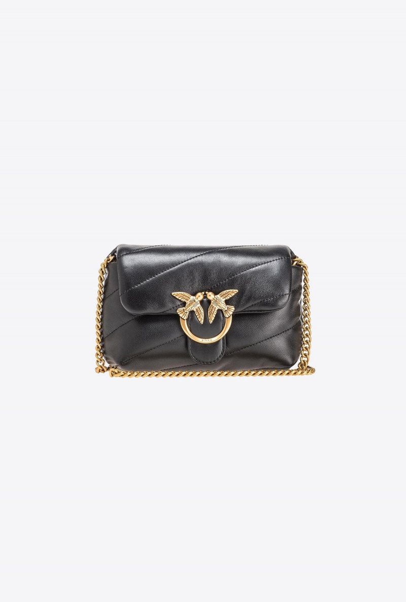 BLACK-ANTIQUE GOLD Pinko Baby Love Bag Puff Maxi Quilt | FMYUI44370