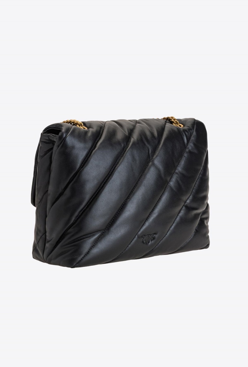 BLACK-ANTIQUE GOLD Pinko Big Love Bag Puff Maxi Quilt | MYQAV66076