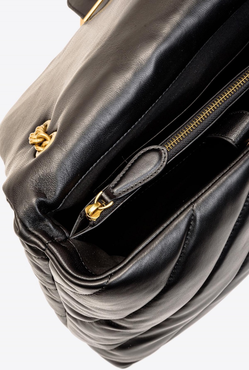 BLACK-ANTIQUE GOLD Pinko Big Love Bag Puff Maxi Quilt | MYQAV66076