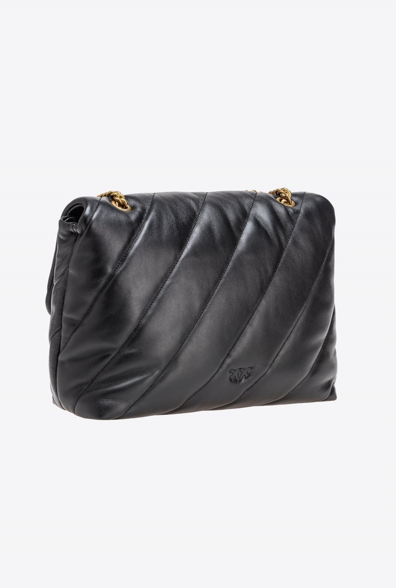 BLACK-ANTIQUE GOLD Pinko Big Love Bag Puff Maxi Quilt | MYJKU64777
