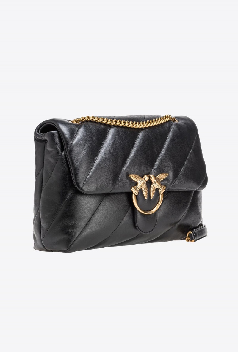 BLACK-ANTIQUE GOLD Pinko Big Love Bag Puff Maxi Quilt | MYJKU64777