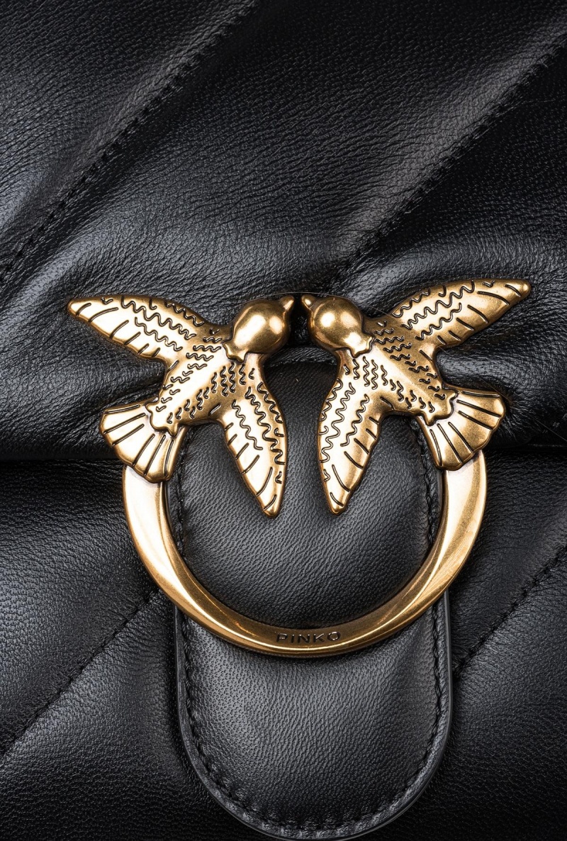 BLACK-ANTIQUE GOLD Pinko Big Love Bag Puff Maxi Quilt | MYJKU64777