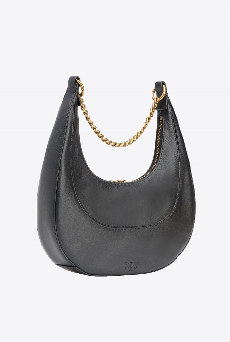 BLACK-ANTIQUE GOLD Pinko Classic Brioche Bag Hobo | MYICD71755