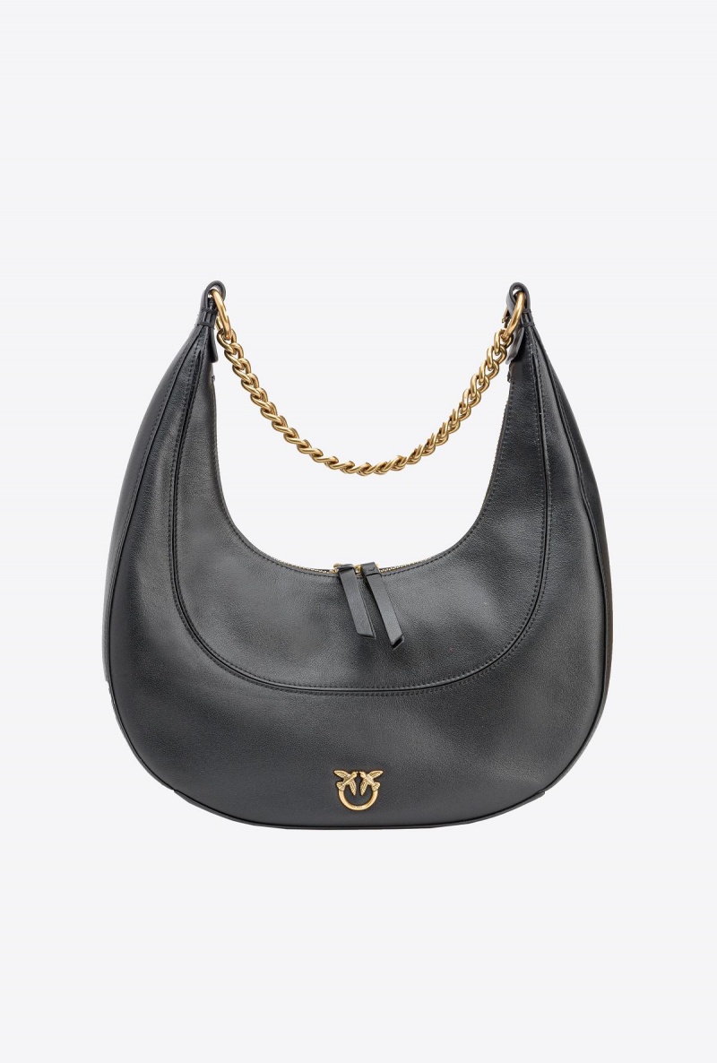BLACK-ANTIQUE GOLD Pinko Classic Brioche Bag Hobo | MYICD71755