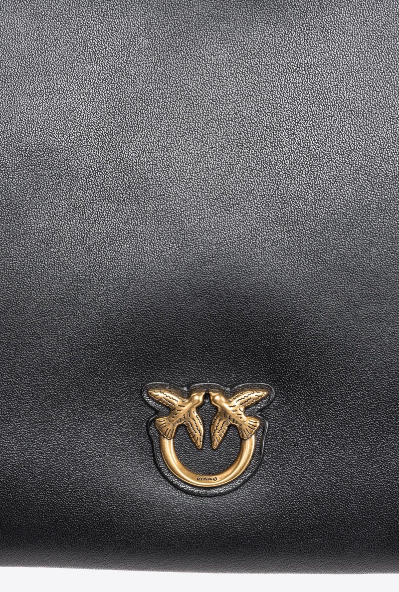 BLACK-ANTIQUE GOLD Pinko Classic Flat Love Bag Simply | MYQCS62776