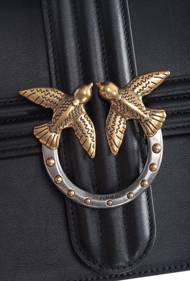 BLACK-ANTIQUE GOLD Pinko Classic Love Bag One with piping | BMYSO20148