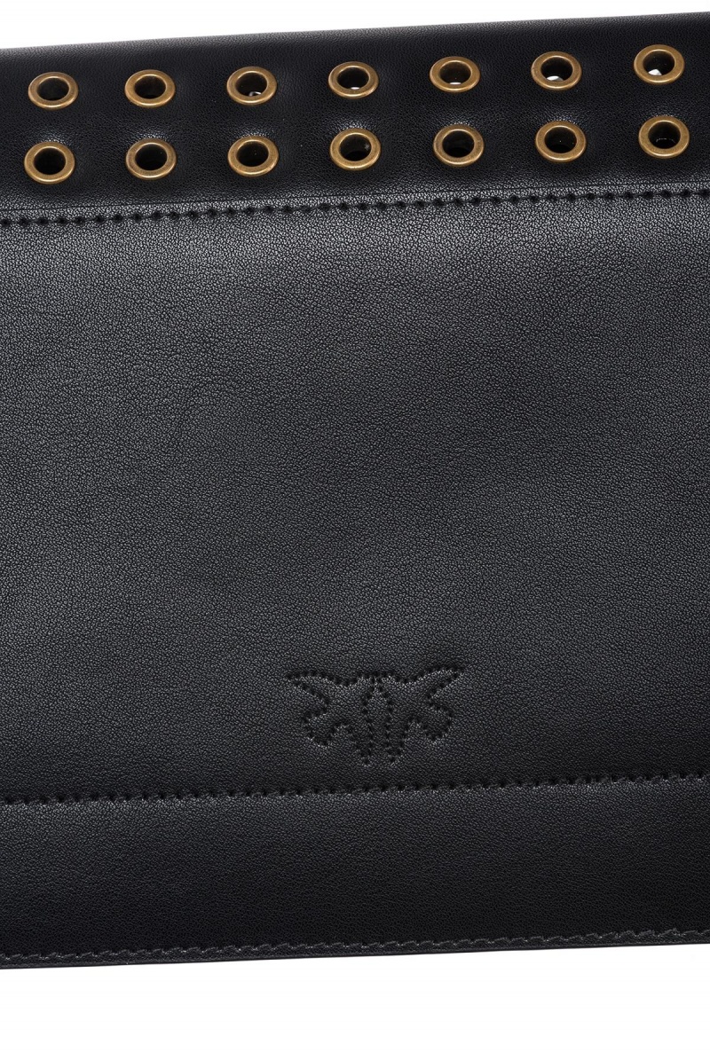 BLACK-ANTIQUE GOLD Pinko Classic Love Bag Bell with metal eyelets | MMYHR52722