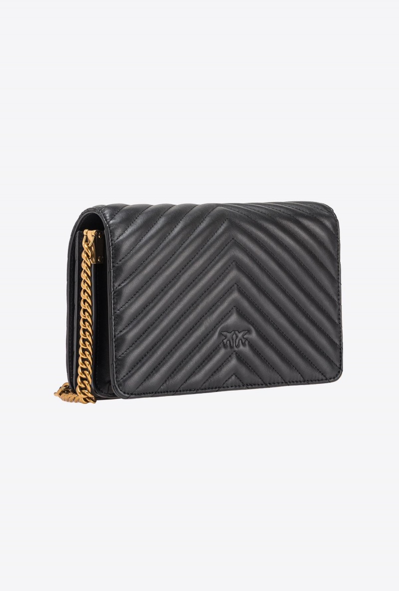 BLACK-ANTIQUE GOLD Pinko Classic Love Bag Click Chevron | AMYDF45526