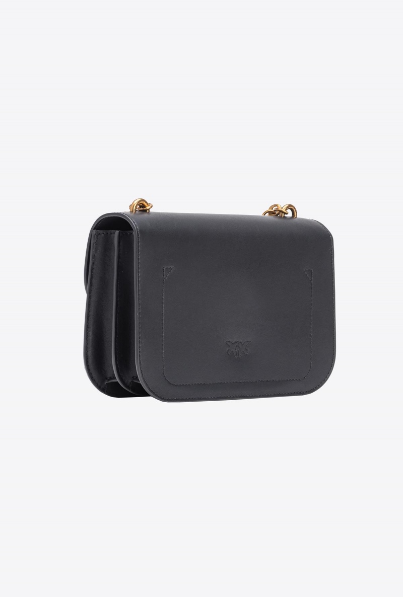 BLACK-ANTIQUE GOLD Pinko Classic Love Bag Bell in leather | MYNZX28132