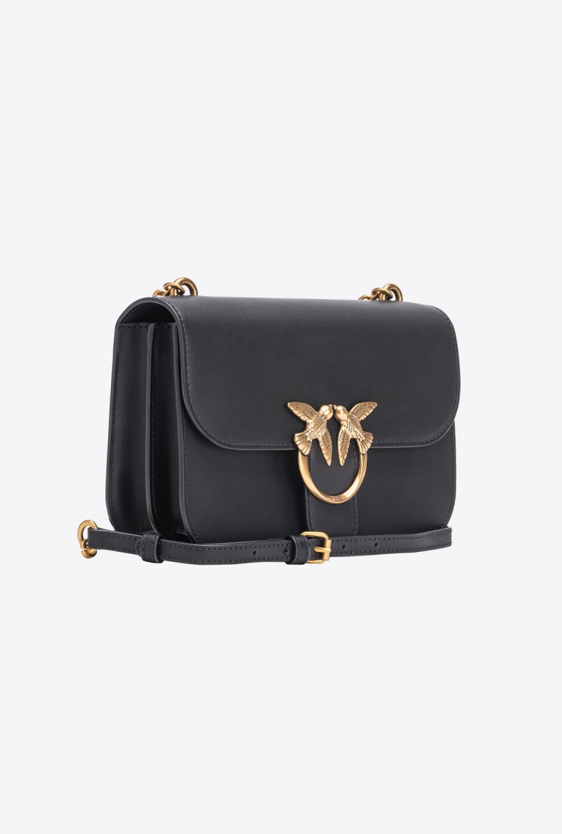 BLACK-ANTIQUE GOLD Pinko Classic Love Bag Bell in leather | MYNZX28132