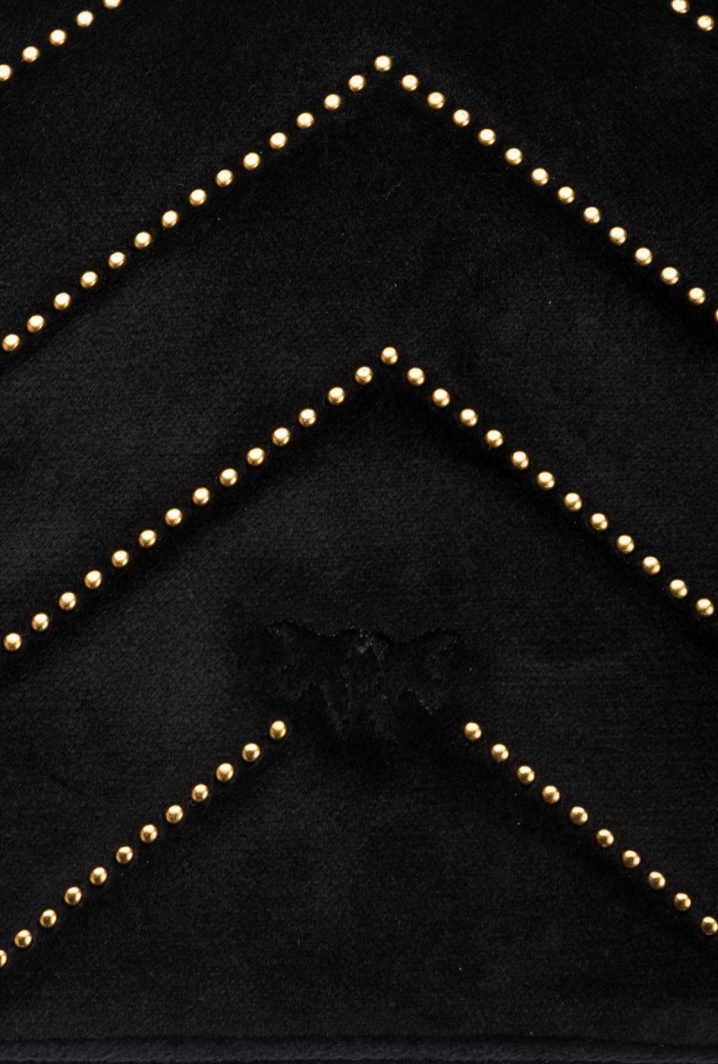 BLACK-ANTIQUE GOLD Pinko Classic Love Bag Click in velvet with studs | MYNZX38700