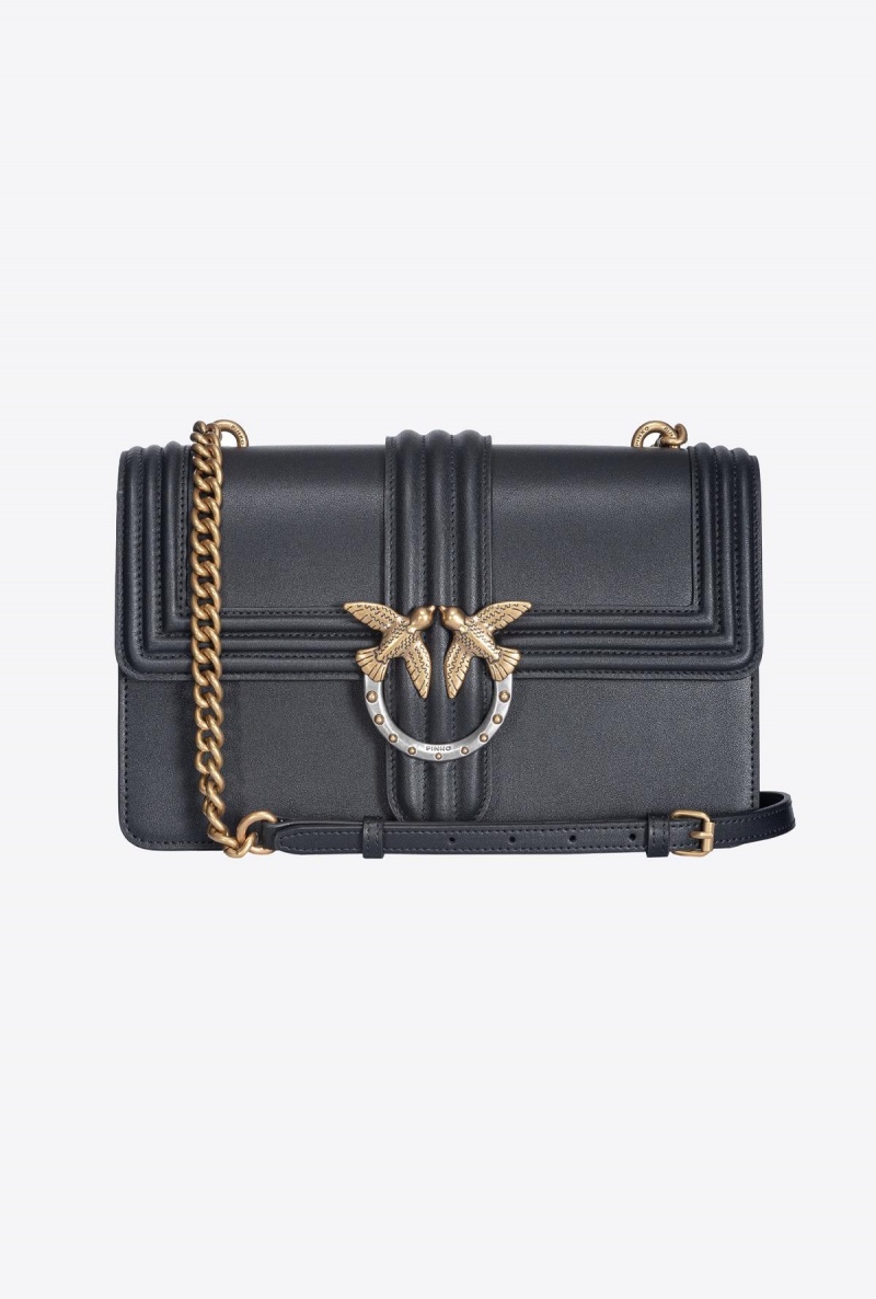 BLACK-ANTIQUE GOLD Pinko Classic Love Bag One with piping | MYQAV16395