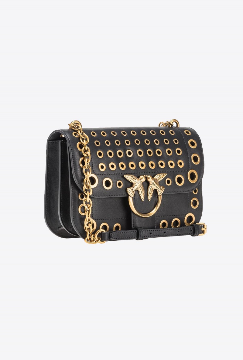 BLACK-ANTIQUE GOLD Pinko Classic Love Bag Bell with metal eyelets | MYJVR60155
