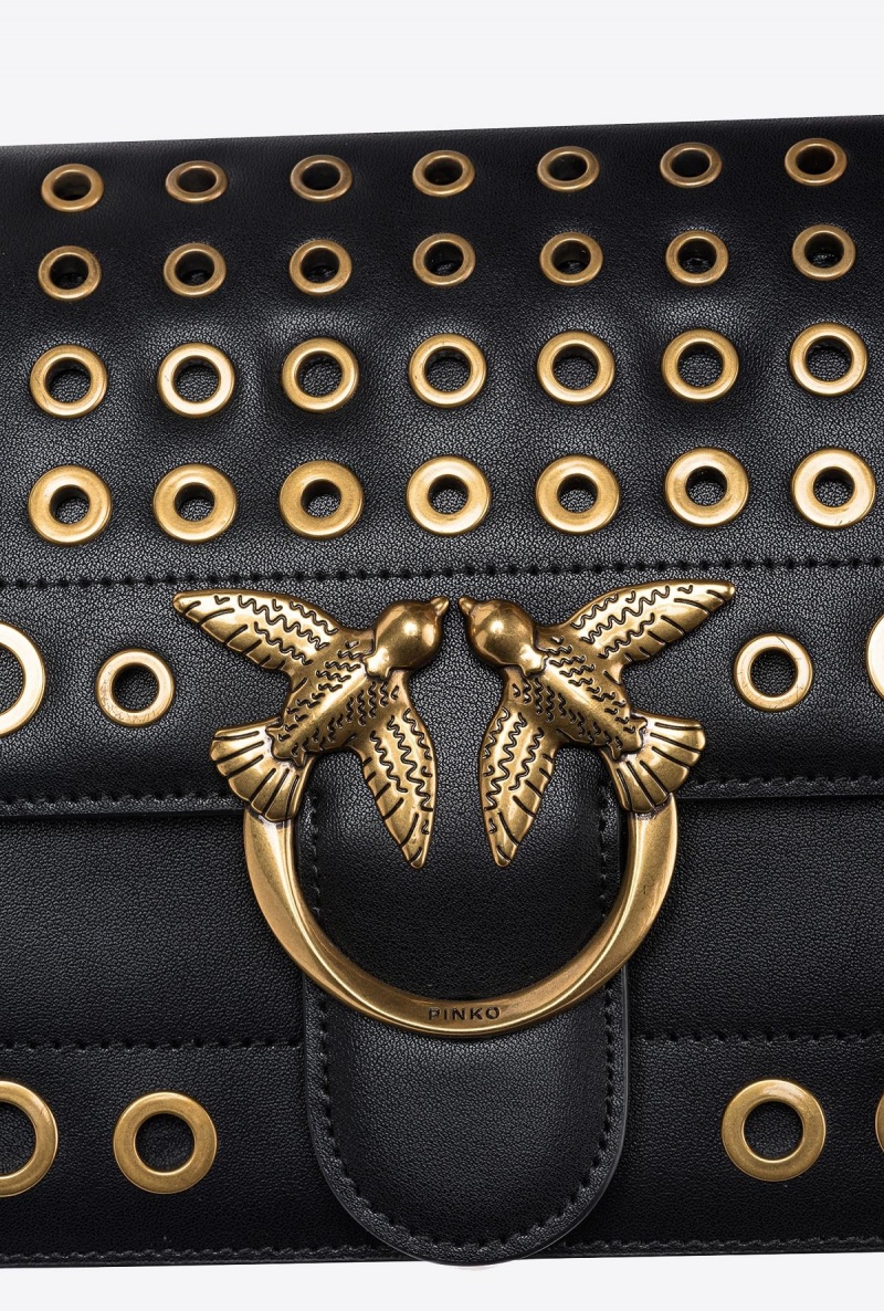 BLACK-ANTIQUE GOLD Pinko Classic Love Bag Bell with metal eyelets | MYJVR60155
