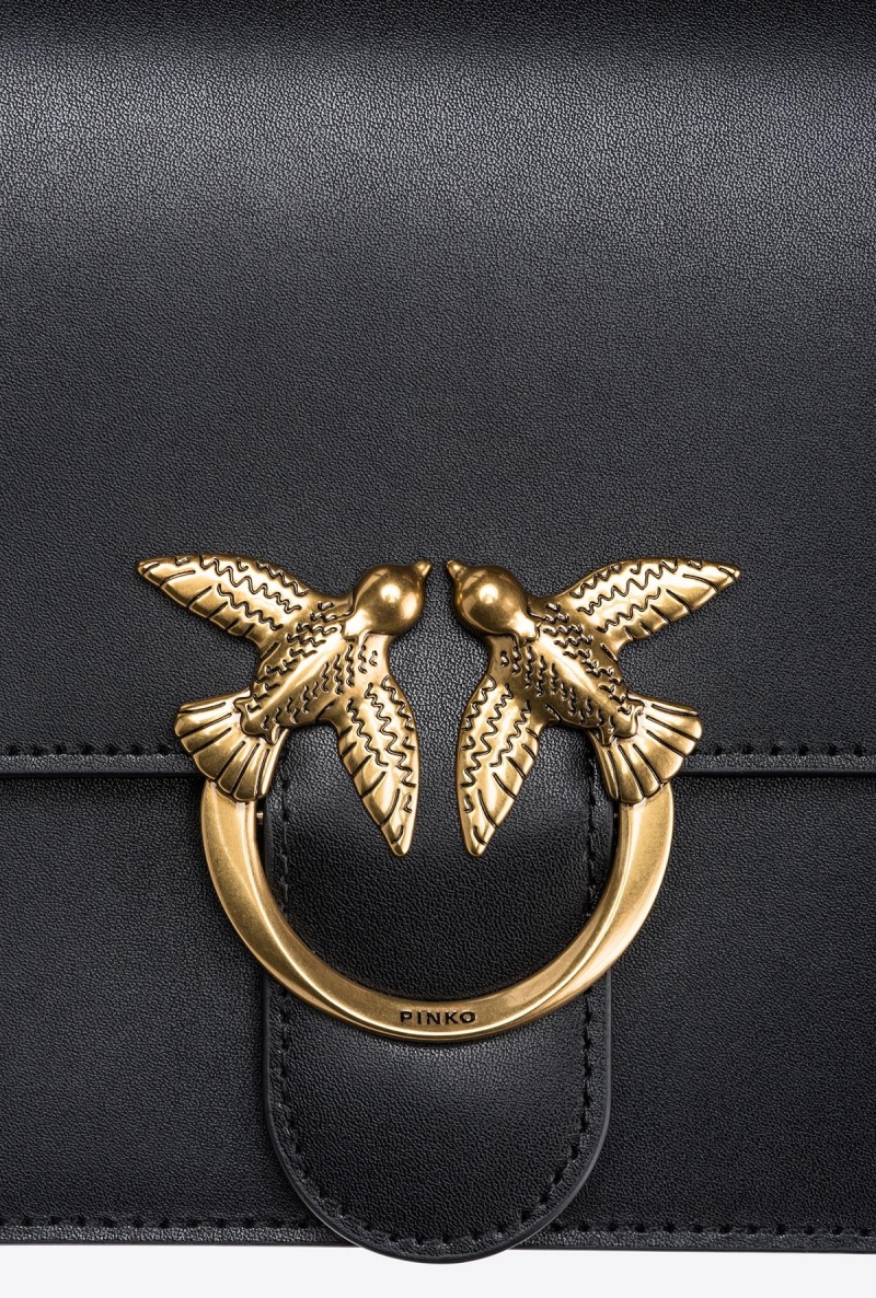 BLACK-ANTIQUE GOLD Pinko Classic Love Bag One Top Handle Light Simply | BMYSO44978