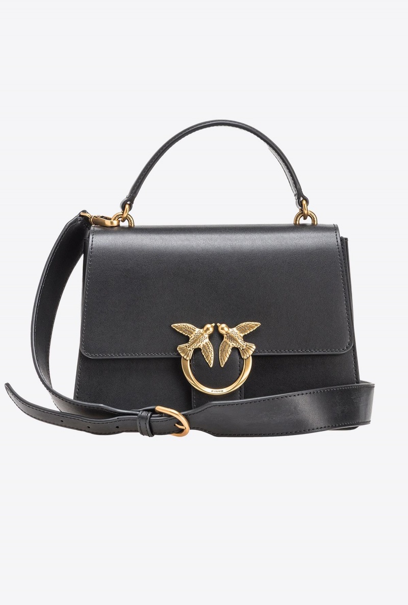BLACK-ANTIQUE GOLD Pinko Classic Love Bag One Top Handle Light Simply | BMYSO44978