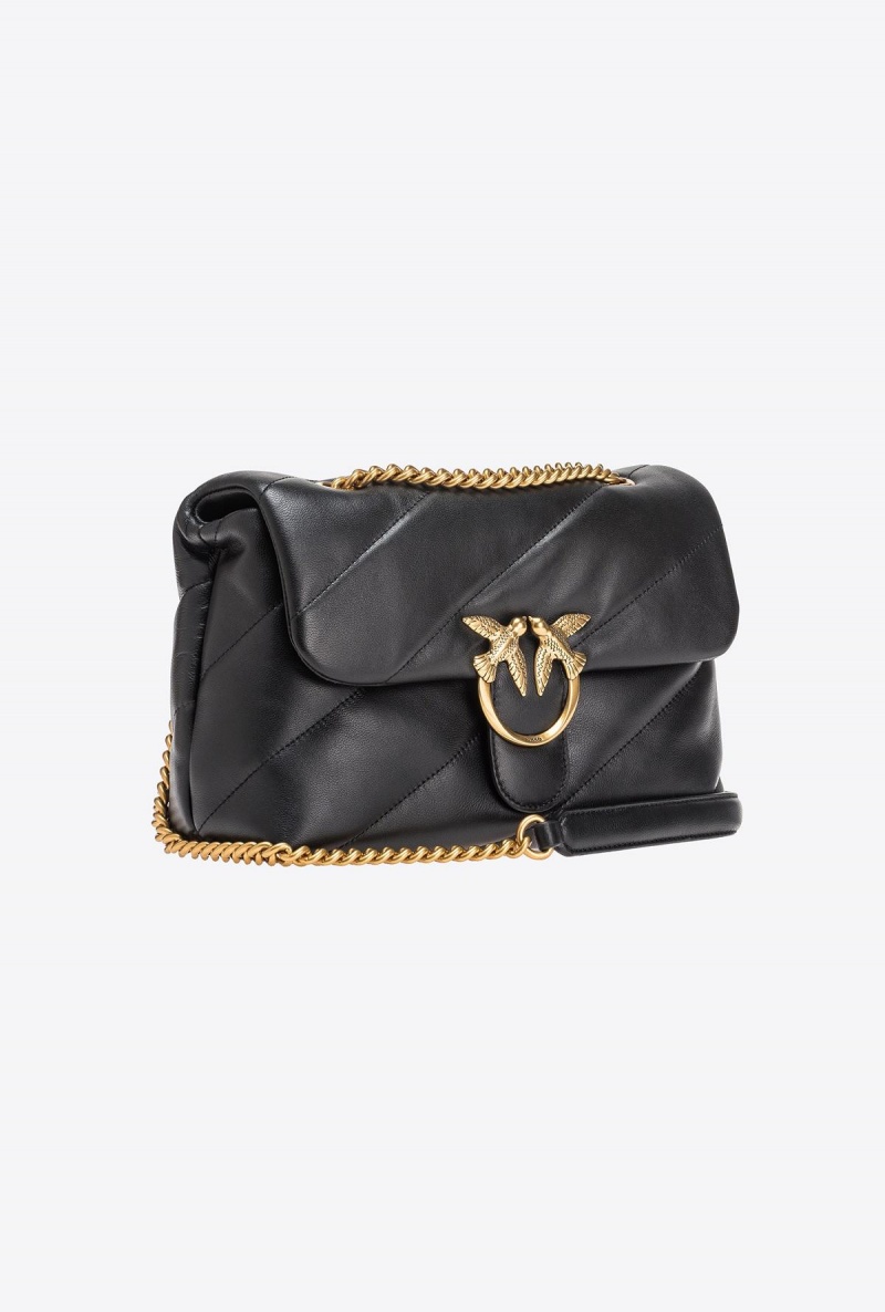 BLACK-ANTIQUE GOLD Pinko Classic Love Bag Puff Maxi Quilt | EMYHC27480