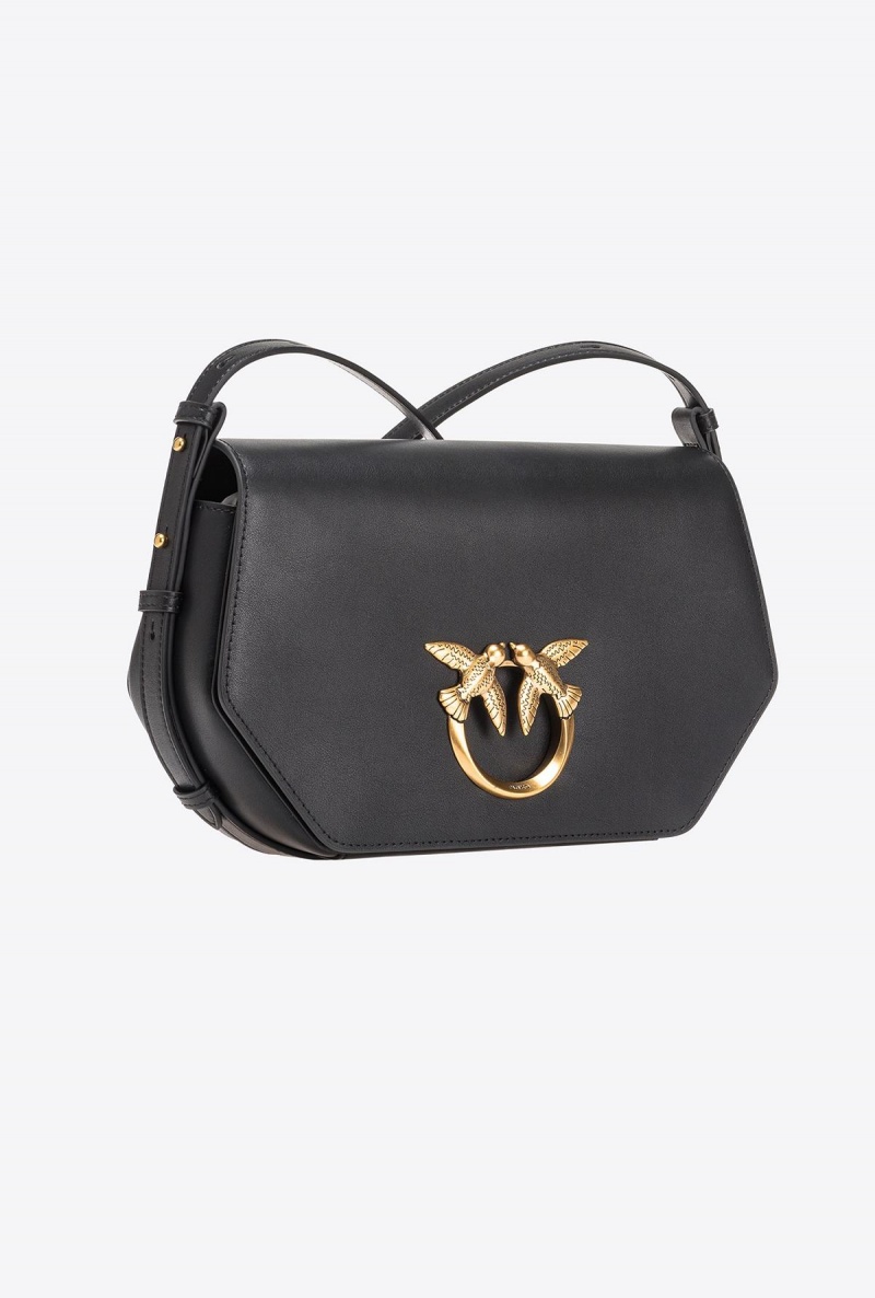 BLACK-ANTIQUE GOLD Pinko Classic Love Bag Click Hexagon Simply | XMYGW75563