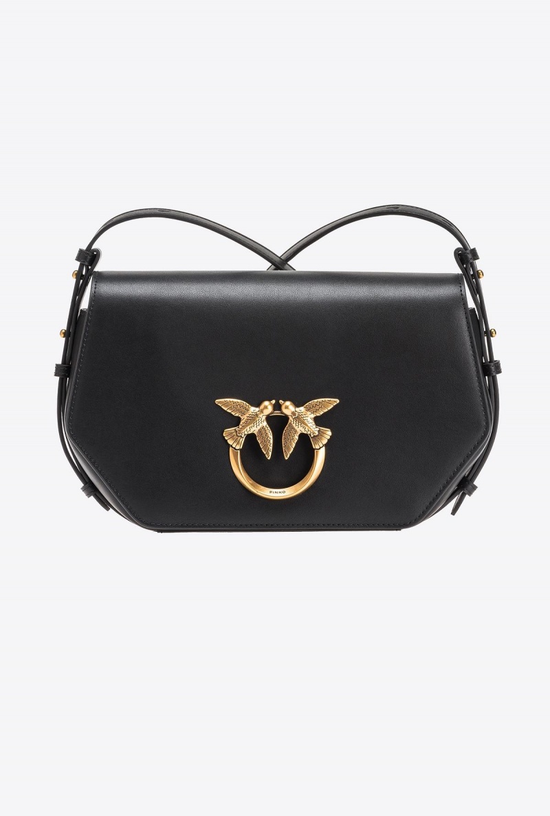 BLACK-ANTIQUE GOLD Pinko Classic Love Bag Click Hexagon Simply | XMYGW75563