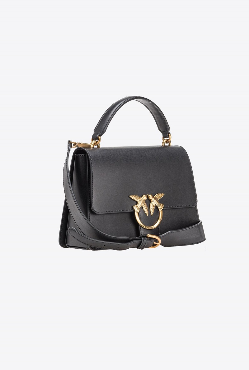 BLACK-ANTIQUE GOLD Pinko Classic Love Bag One Top Handle Light Simply | TMYWZ96290