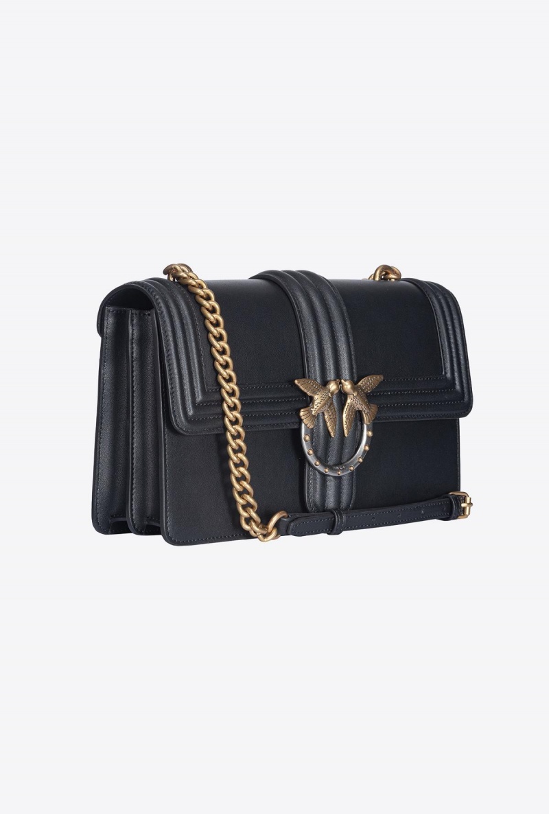 BLACK-ANTIQUE GOLD Pinko Classic Love Bag One with piping | EMYHC78054