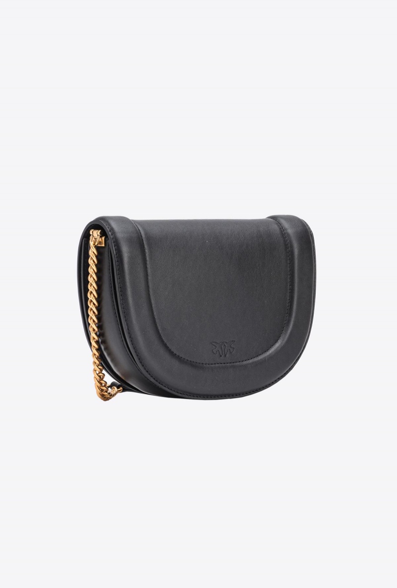 BLACK-ANTIQUE GOLD Pinko Classic Love Bag Click Round in leather | MYEAH87712