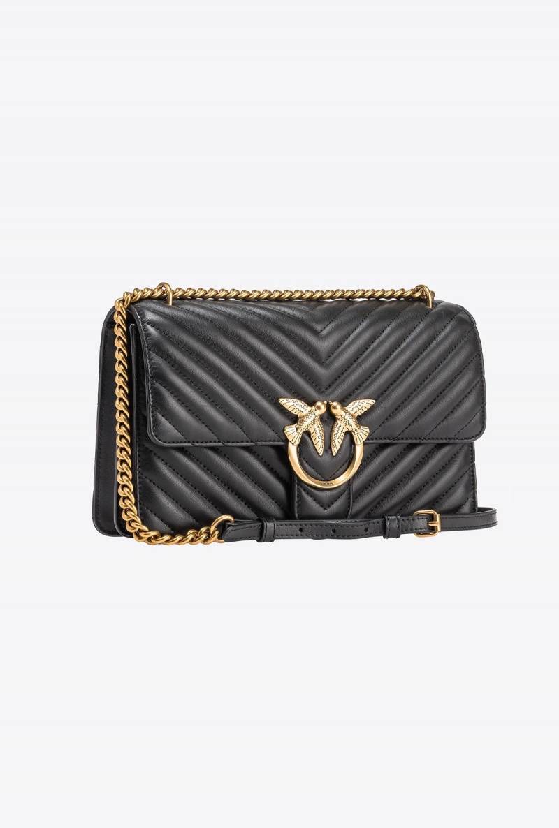 BLACK-ANTIQUE GOLD Pinko Classic Love Bag One Chevron | ZMYNQ50648