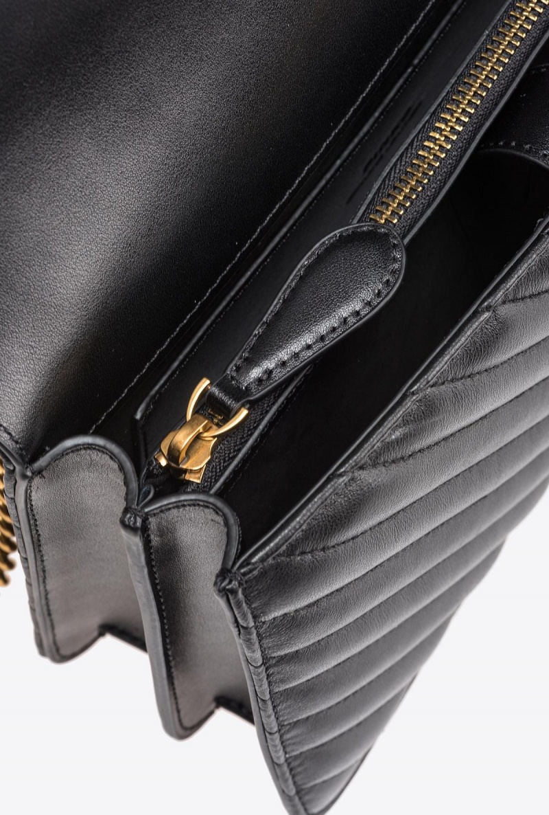 BLACK-ANTIQUE GOLD Pinko Classic Love Bag One Chevron | ZMYNQ50648