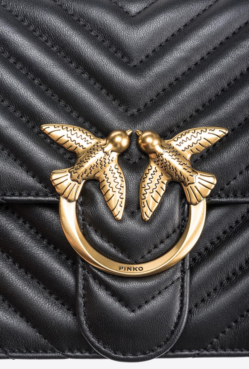 BLACK-ANTIQUE GOLD Pinko Classic Love Bag One Chevron | ZMYNQ50648