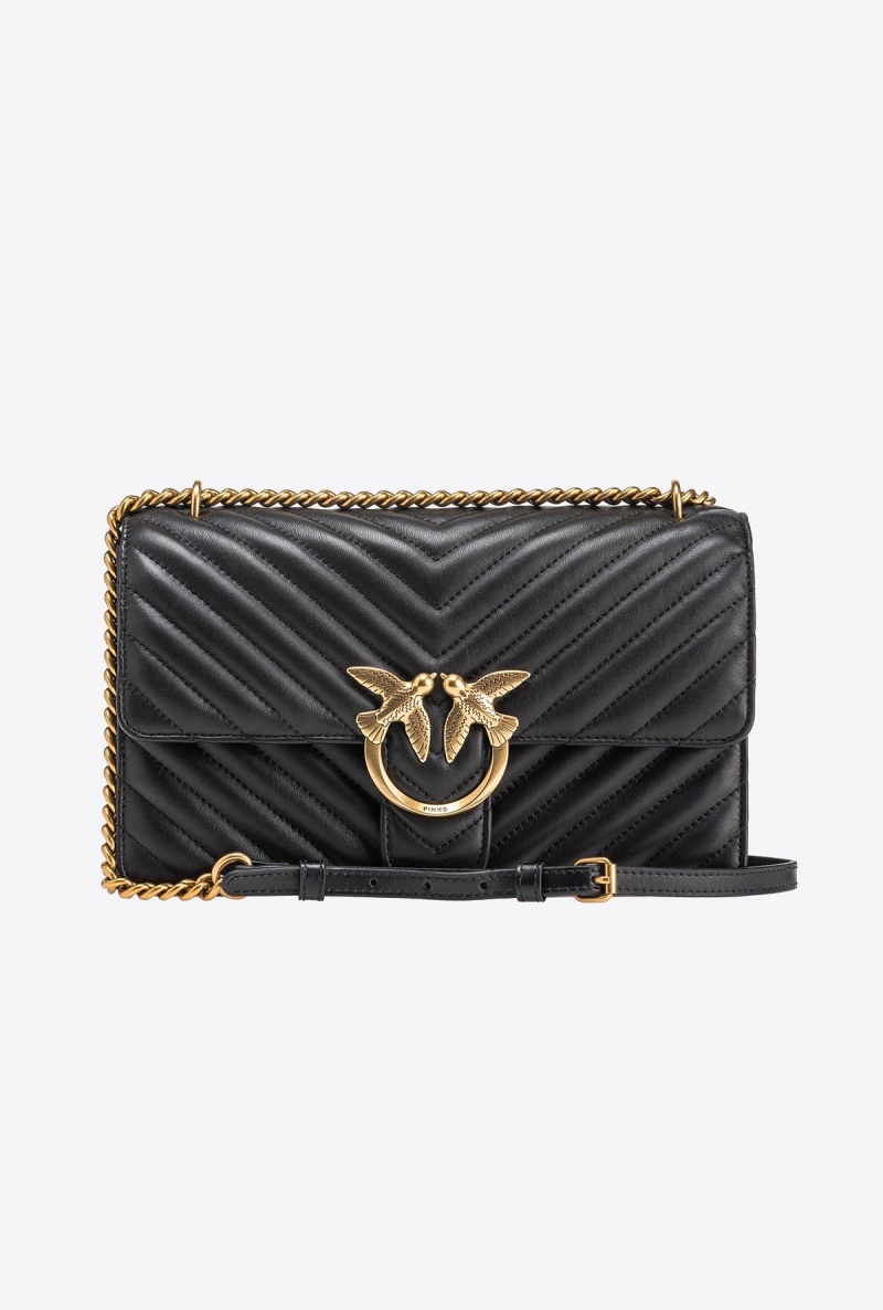BLACK-ANTIQUE GOLD Pinko Classic Love Bag One Chevron | ZMYNQ50648