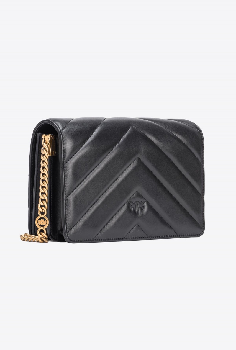 BLACK-ANTIQUE GOLD Pinko Classic Love Bag Click Big Chevron | MYZDE14309