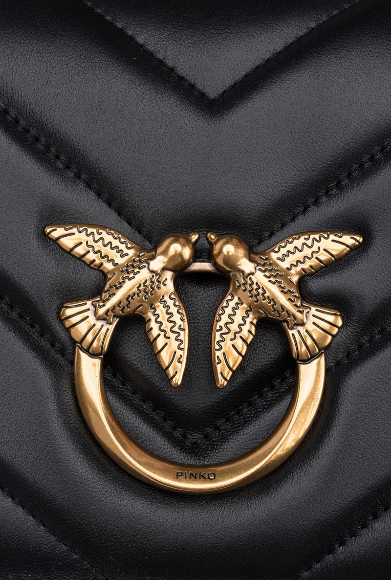 BLACK-ANTIQUE GOLD Pinko Classic Love Bag Click Big Chevron | MYZDE14309